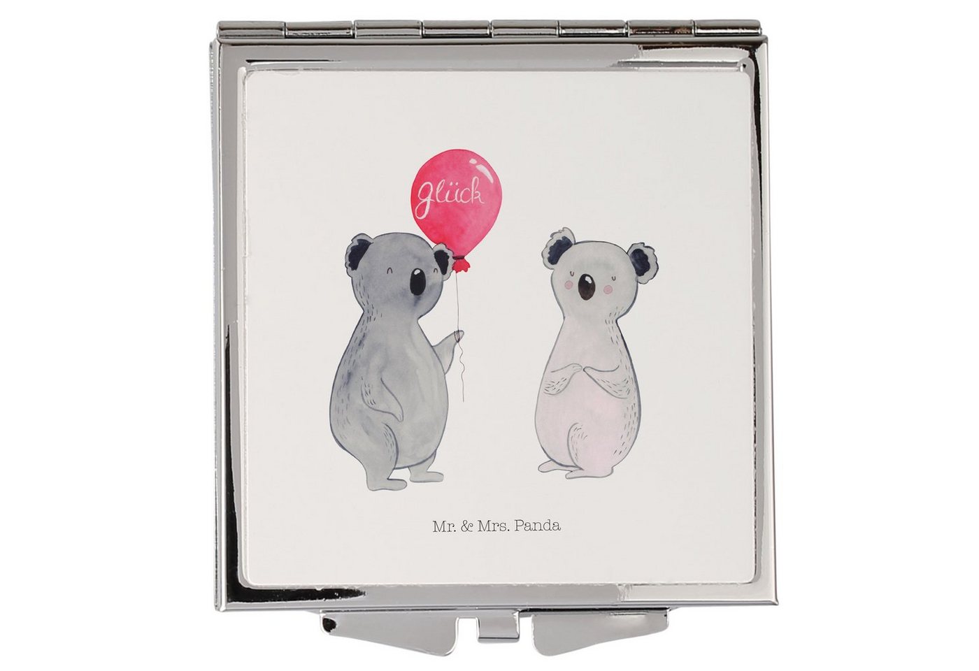 Mr. & Mrs. Panda Kosmetikspiegel Koala Luftballon - Weiß - Geschenk, Quadrat, silber, Party, schminken (1-St), passt überall von Mr. & Mrs. Panda