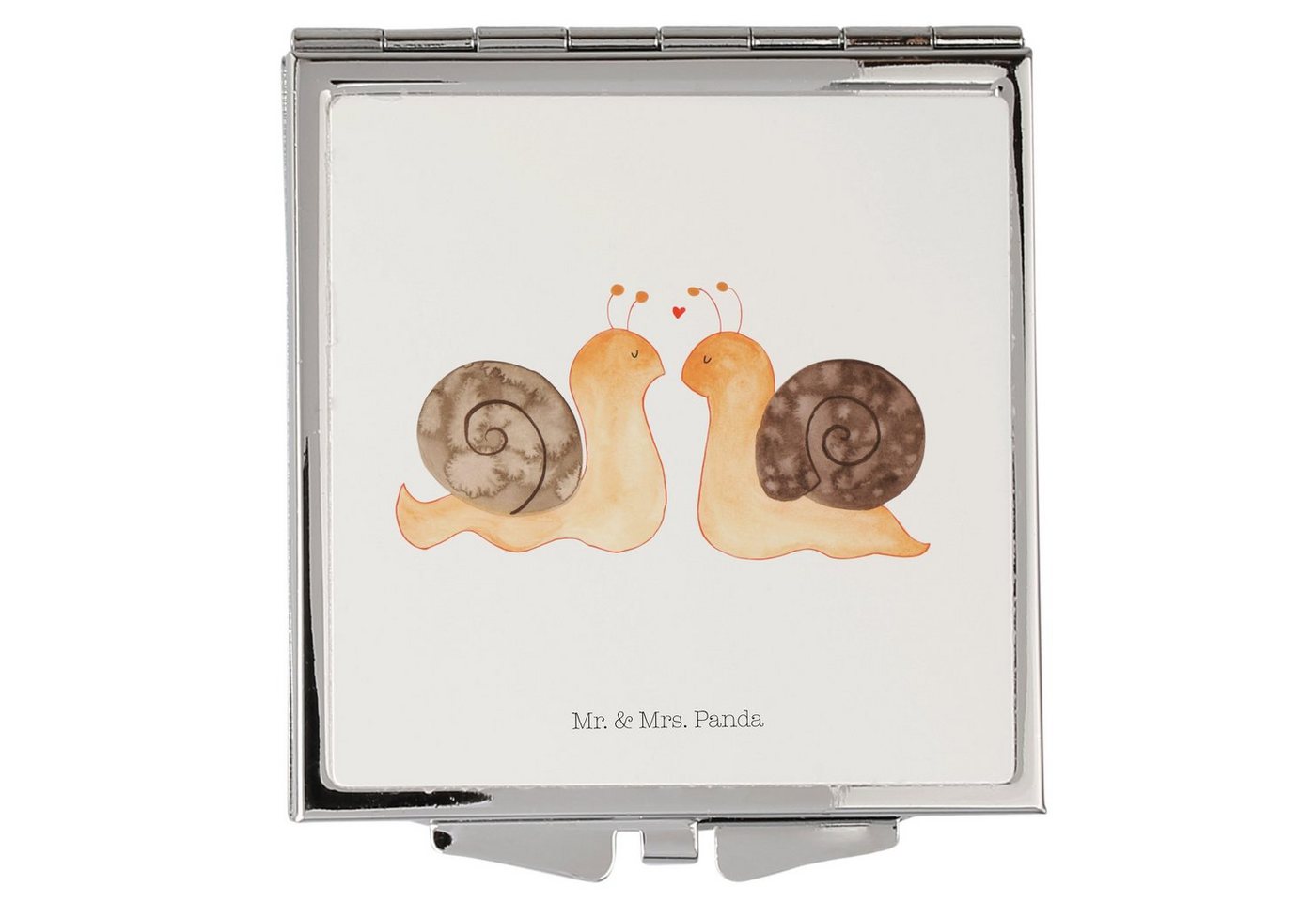 Mr. & Mrs. Panda Kosmetikspiegel Schnecken Liebe - Weiß - Geschenk, Verlobung, schminken, große Liebe, (1-St), Passt in jede Tasche von Mr. & Mrs. Panda