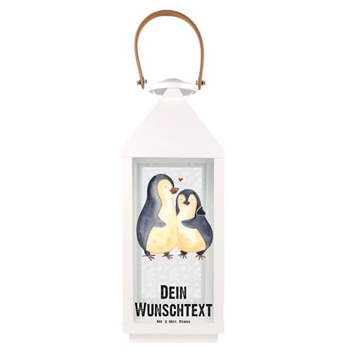 Mr. & Mrs. Panda L Personalisierte Deko Laterne Pinguin umarmend - Personalisierte Geschenke, Liebespaar, Gartenlampe, Gartendekoration, Laterne von Mr. & Mrs. Panda