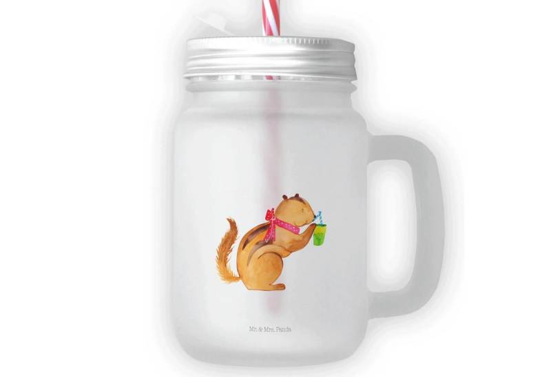 Mr. & Mrs. Panda Cocktailglas Eichhörnchen Smoothie - Transparent - Geschenk, Einmachglas Mit Henke, Premium Glas, Einzigartige Geschichten von Mr. & Mrs. Panda