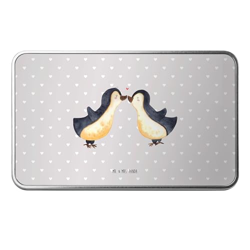 Mr. & Mrs. Panda Metalldose rechteckig Pinguin Liebe - Geschenk, Geschenk Freundin, große Liebe, Keksdose, Liebesgeschenk, Ehemann, Verlobte, von Mr. & Mrs. Panda