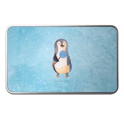 Mr. & Mrs. Panda Metalldose rechteckig Pinguin Lolli - Geschenk, naschen, Süßigkeiten, Kind, Gauner, Aluminiumdose, Blödsinn, Vorratsdose, von Mr. & Mrs. Panda