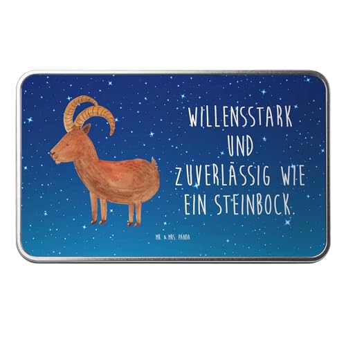 Mr. & Mrs. Panda Metalldose rechteckig Sternzeichen Steinbock - Geschenk, Steinböcke, Ziege, Blechdose, Aufbewahrungsbox, Horoskop, von Mr. & Mrs. Panda