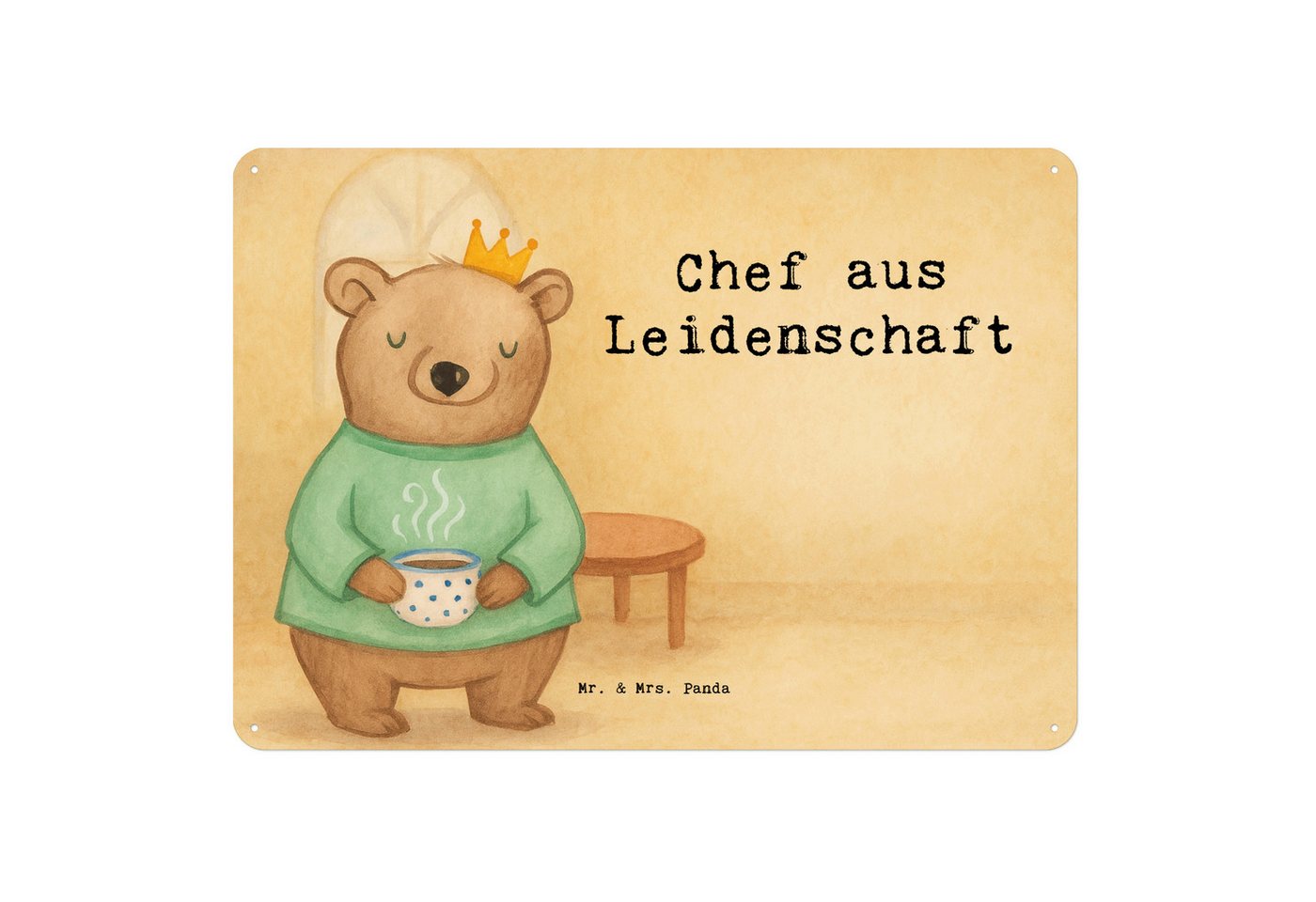 Mr. & Mrs. Panda Metallschild Chef Leidenschaft Design, Blechschild DIN A6, Weiß, Groß, Büro, Beste, (Packung, 1 St) von Mr. & Mrs. Panda