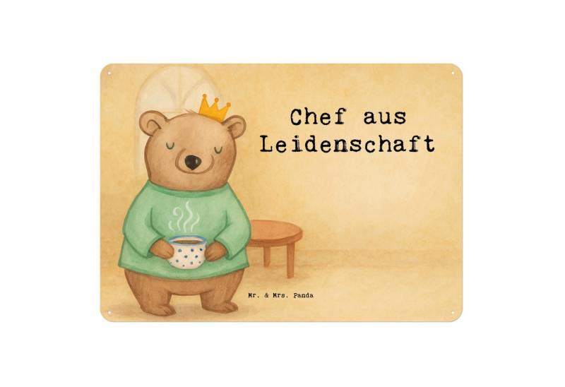 Mr. & Mrs. Panda Metallschild Chef Leidenschaft Design, Blechschild DIN A6, Weiß, Groß, Büro, Beste, (Packung, 1 St) von Mr. & Mrs. Panda