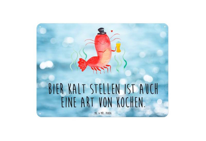 Mr. & Mrs. Panda Metallschild Hummer Weizen DIN A6 - Oceanblue - Geschenk, Retro Blechschild, Blech, (Packung, 1 St., Blechschild Hummer mit Weizen), Seidenmatte Oberfläche von Mr. & Mrs. Panda