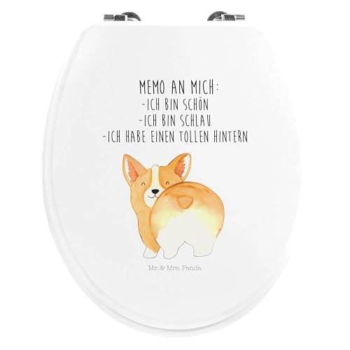 Mr. & Mrs. Panda Motiv WC Sitz Corgie Po - Geschenk, Toilettendeckel, Motivation, Hundespruch, Spruch, Tierliebhaber, Hundemama, Klobrille, Toilette, von Mr. & Mrs. Panda