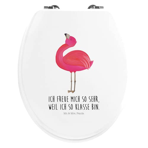 Mr. & Mrs. Panda Motiv WC Sitz Flamingo stolz - Geschenk, Tochter, WC-Sitz, zufrieden, Klodeckel, Toilette, Freude, Klobrille, rosa, Selbstakzeptanz, von Mr. & Mrs. Panda
