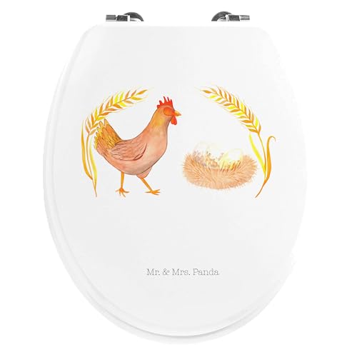 Mr. & Mrs. Panda Motiv WC Sitz Huhn stolz - Geschenk, Toilette, Landwirtin, Geburt, WC-Sitz, Klobrille, Bauernhof, Hahn, Toilettendeckel, Klodeckel, von Mr. & Mrs. Panda