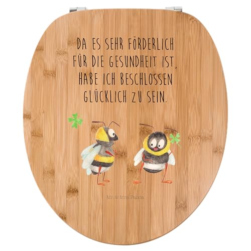 Mr. & Mrs. Panda Motiv WC Sitz Hummeln mit Kleeblatt - Geschenk, Toilettendeckel, WC-Sitz, Biene Deko, glücklich werden, lustige Sprüche, Biene, von Mr. & Mrs. Panda