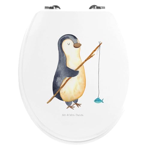 Mr. & Mrs. Panda Motiv WC Sitz Pinguin Angler - Geschenk, Seevogel, WC-Sitz, Klobrille, Klodeckel, Toilettendeckel, Toilette, Plan, Planer, Pinguine, von Mr. & Mrs. Panda