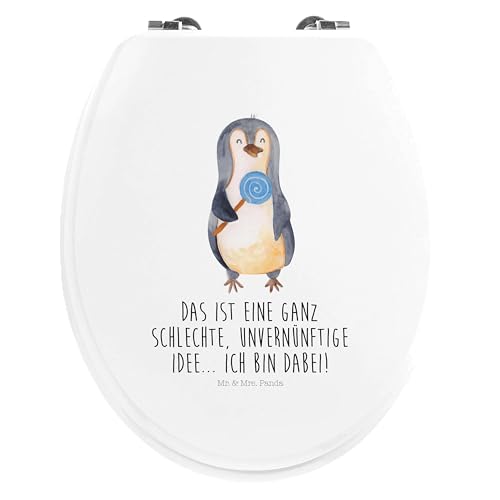 Mr. & Mrs. Panda Motiv WC Sitz Pinguin Lolli - Geschenk, WC-Sitz, Klodeckel, Rebell, Klobrille, süß, Spruch, Toilettendeckel, Toilette, Pinguine, von Mr. & Mrs. Panda