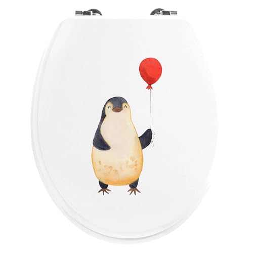 Mr. & Mrs. Panda Motiv WC Sitz Pinguin Luftballon - Geschenk, Klobrille, Kirmes, Toilette, Klodeckel, Glück, Liebe, WC-Sitz, Toilettendeckel, von Mr. & Mrs. Panda