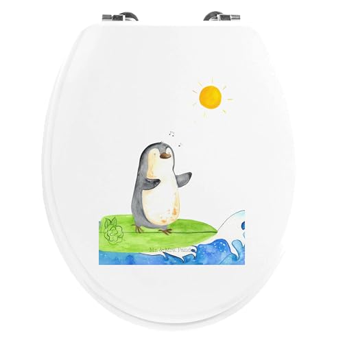 Mr. & Mrs. Panda Motiv WC Sitz Pinguin Surfer - Geschenk, motiviert, Pinguine, Klobrille, Toilettendeckel, Toilette, Hawaii, Klodeckel, Portugal, von Mr. & Mrs. Panda