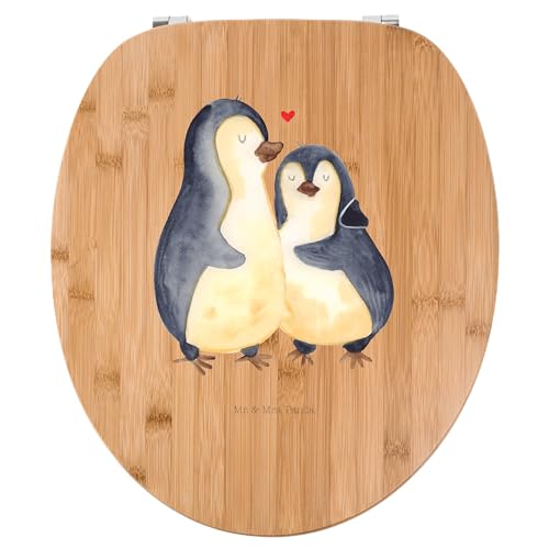 Mr. & Mrs. Panda Motiv WC Sitz Pinguin umarmend - Geschenk, Toilettendeckel, Klodeckel, Verlobung, Hochzeitstag, Paar, Liebe, WC-Sitz, Hochzeit, von Mr. & Mrs. Panda