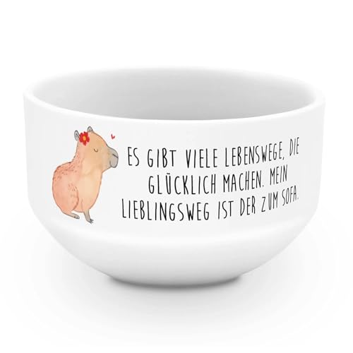 Mr. & Mrs. Panda Müslischale Capybara Blume - Geschenk, Keramik Müslischale, Weiße Müslischalen, Keramik Schüssel, Früstücksschüssel, lustige von Mr. & Mrs. Panda