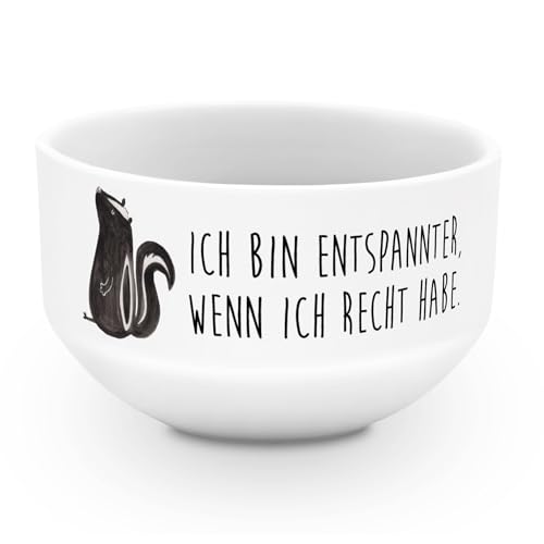 Mr. & Mrs. Panda Müslischale Stinktier sitzend - Geschenk, Schüssel, Recht, Porzellan Schale, Skunk, Raubtier, Spruch, Stinki, Dessertschüssel, von Mr. & Mrs. Panda