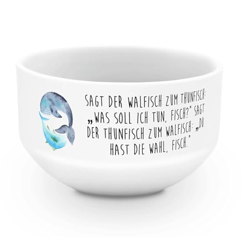 Mr. & Mrs. Panda Müslischale Walfisch Thunfisch - Geschenk, Spruch lustig, Spruch des Tages, Keramik Müslischale, Obstschale, Tiermotive, Müslischale von Mr. & Mrs. Panda