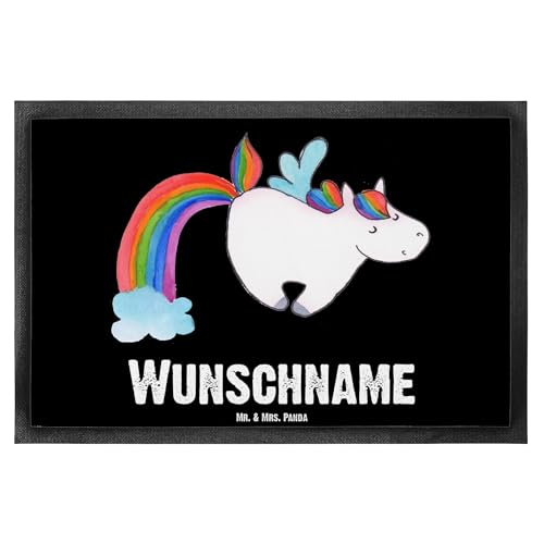 Mr. & Mrs. Panda Personalisierte Fußmatte Einhorn Fliegendes Pferd 40 x 60 cm - Personalisierte Geschenke, Unicorn, Personalisieruung, Türvorleger von Mr. & Mrs. Panda