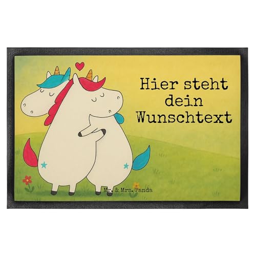Mr. & Mrs. Panda Personalisierte Fußmatte Einhorn Mitteilung Design 80 x 120 cm - Geschenk, Namensfussmatte, witzig, lustig, Einhorn Deko, von Mr. & Mrs. Panda