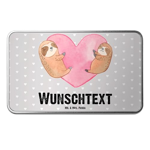 Mr. & Mrs. Panda Personalisierte Metalldose Faultiere Herz - Personalisierte Geschenke, Dose mit Namen, Jahrestag, Freund, Verlobung, Namensdose, von Mr. & Mrs. Panda