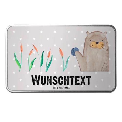 Mr. & Mrs. Panda Personalisierte Metalldose Otter Stein - Personalisierte Geschenke, Nostalgische Metalldose Mit Wunschtext, Blechdose Mit Spruch, von Mr. & Mrs. Panda
