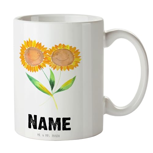 Mr. & Mrs. Panda Personalisierte Tasse Blume Sonnenblume - Personalisierte Geschenke, Tasse mit Namen, Vertrauen, Sommer Deko, Namenstasse, Freundin, von Mr. & Mrs. Panda