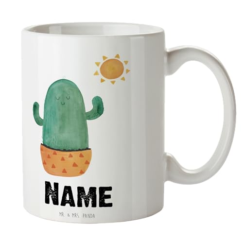 Mr. & Mrs. Panda Personalisierte Tasse Kaktus Sonne - Personalisierte Geschenke, Namen, Namenstasse, Liebeskummer, Tasse mit Namen, Liebeskummer von Mr. & Mrs. Panda