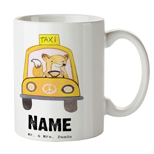 Mr. & Mrs. Panda Personalisierte Tasse Taxifahrer Herz - Personalisierte Geschenke, Abschied, Namenstasse, Tasse mit Namen, Wunschname, Geschenk, von Mr. & Mrs. Panda