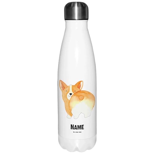 Mr. & Mrs. Panda Personalisierte Thermosflasche Corgi Po - Personalisierte Geschenke, Leichte Thermosflasche Mit Wunschtext, Hund, Haustier, von Mr. & Mrs. Panda