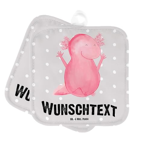 Mr. & Mrs. Panda Personalisierte Topflappen Axolotl Hurra - Personalisierte Geschenke, Schwanzlurch, Topflappen personalisiert, Personalisierter von Mr. & Mrs. Panda