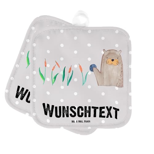 Mr. & Mrs. Panda Personalisierte Topflappen Otter Stein - Personalisierte Geschenke, Personalisierte Topfuntersetzer, Seeotter, Otter Seeotter See von Mr. & Mrs. Panda