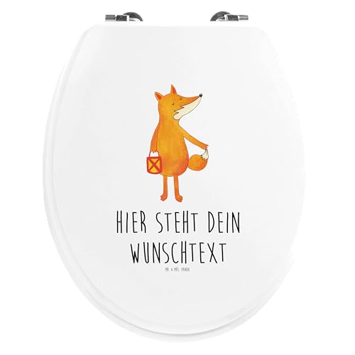 Mr. & Mrs. Panda Personalisierter WC Sitz Motiv Fuchs Laterne - Personalisierte Geschenke, WC Sitz mit Namen, Personalisierter Klodeckel, von Mr. & Mrs. Panda