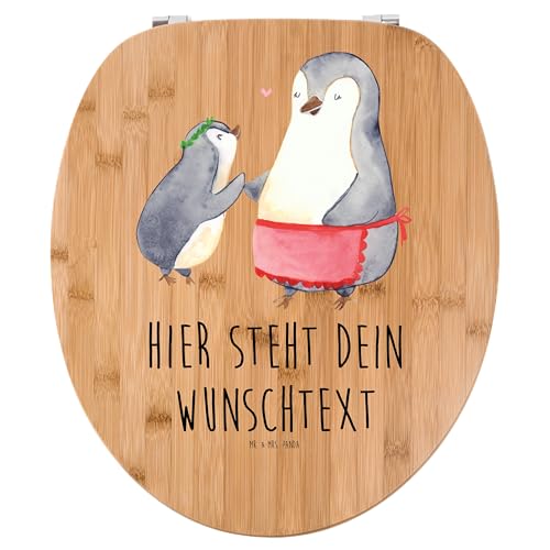 Mr. & Mrs. Panda Personalisierter WC Sitz Motiv Pinguin mit Kind - Personalisierte Geschenke, Mama, Toilettendeckel mit Namen, Mutti, Familie, WC von Mr. & Mrs. Panda