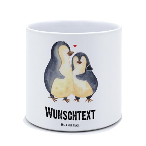 Mr. & Mrs. Panda Personalisierter XL Blumentopf Pinguin umarmend - Personalisierte Geschenke, Personalisierter Kräutertopf, Verlobung, Seevogel, von Mr. & Mrs. Panda