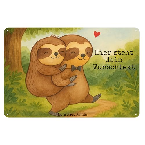 Mr. & Mrs. Panda Personalisiertes Blechschild Faultier Papa Design DIN A3 - Weiß von Mr. & Mrs. Panda