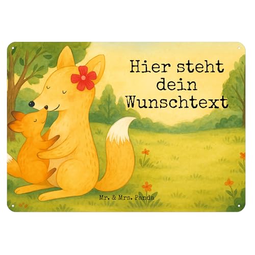 Mr. & Mrs. Panda Personalisiertes Blechschild Fuchs Mama Design DIN A5 - Weiß von Mr. & Mrs. Panda