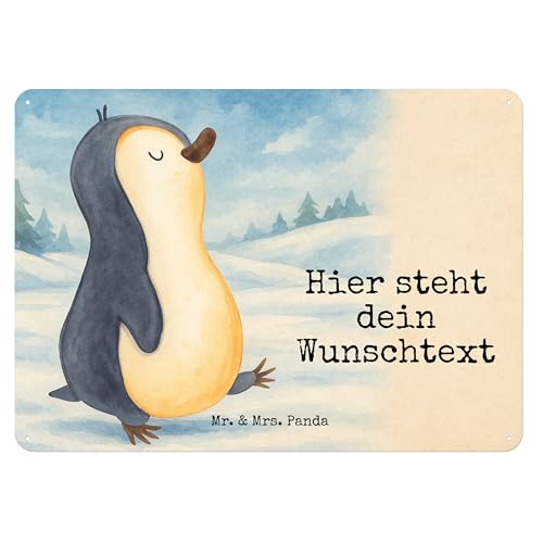 Mr. & Mrs. Panda Personalisiertes Blechschild Pinguin marschieren Design DIN A5 - Weiß Mr. & Mrs. Panda Personalisiertes Blechschild Pinguin marschieren Design DIN A5 - Weiß von Mr. & Mrs. Panda