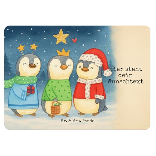 Mr. & Mrs. Panda Personalisiertes Blechschild Winterzeit Heilige drei Könige Design DIN A5 - Weiß von Mr. & Mrs. Panda