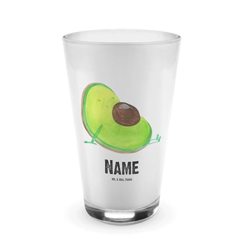 Mr. & Mrs. Panda Personalisiertes Glas Avocado schwanger - Personalisierte Geschenke, Vegan, Schwangerschaft, Namensglas, Avocadokern, Bedrucken, von Mr. & Mrs. Panda