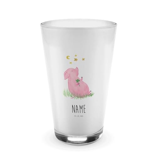 Mr. & Mrs. Panda Personalisiertes Glas Glücksschwein - Personalisierte Geschenke, Glas personalisiert, Name, Glas mit Namen, Tiermotive, Sterne, Gute von Mr. & Mrs. Panda