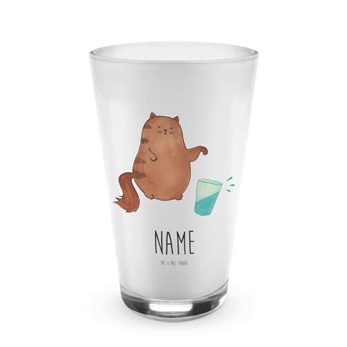 Mr. & Mrs. Panda Personalisiertes Glas Katze Wasserglas - Personalisierte Geschenke, Mietze, Bedrucktes Glas, Name, Namensglas, Bedrucken, Miau, von Mr. & Mrs. Panda