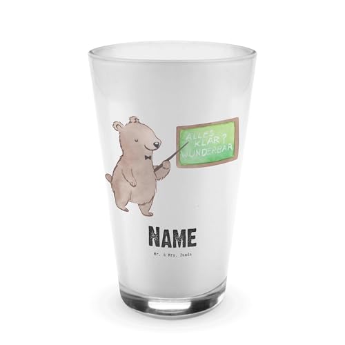 Mr. & Mrs. Panda Personalisiertes Glas Nachhilfelehrer mit Herz - Personalisierte Geschenke, Nachhilfeschule, Namensglas, Glas mit Namen, work day, von Mr. & Mrs. Panda