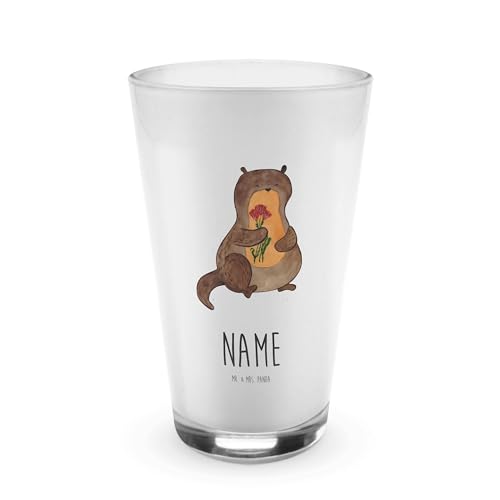 Mr. & Mrs. Panda Personalisiertes Glas Otter Blumenstrauß - Personalisierte Geschenke, niedlich, Glas mit Namen, Seeotter, Otter Seeotter See Otter, von Mr. & Mrs. Panda