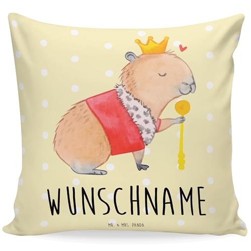 Mr. & Mrs. Panda Personalisiertes Kissen Capybara König - Personalisierte Geschenke, Name, lustige Sprüche, Wunschname, Bedrucken, Kopfkissen, Gute von Mr. & Mrs. Panda