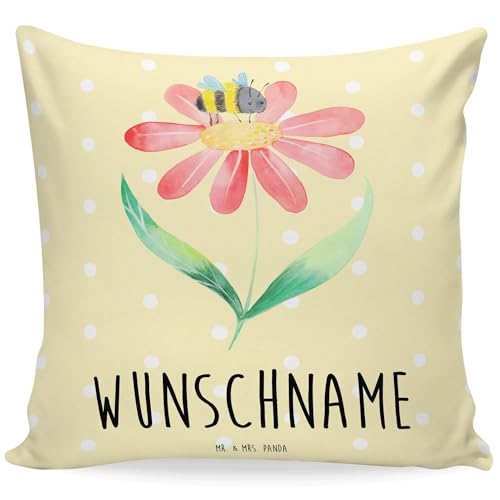 Mr. & Mrs. Panda Personalisiertes Kissen Hummel Blume - Personalisierte Geschenke, Bedrucken, Gute Laune, Feld, Name, Wunschname, Kopfkissen, Mr. & Mrs. Panda Personalisiertes Kissen Hummel Blume - Personalisierte Geschenke, Bedrucken, Gute Laune, Feld, Name, Wunschname, Kopfkissen, von Mr. & Mrs. Panda