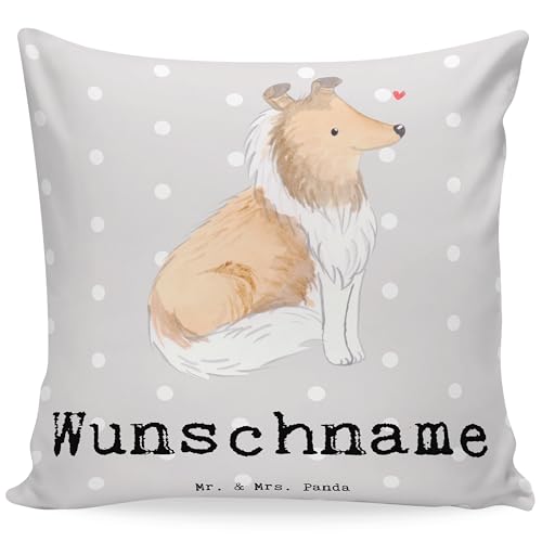 Mr. & Mrs. Panda Personalisiertes Kissen Langhaar Collie Lebensretter - Personalisierte Geschenke, britischer Hütehund, Geschenk, Name, Kopfkissen, von Mr. & Mrs. Panda