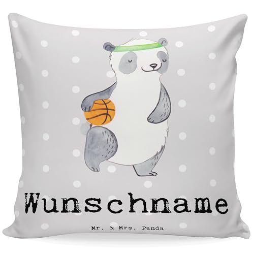 Mr. & Mrs. Panda Personalisiertes Kissen Panda Basketball - Personalisierte Geschenke, Name, Gewinn, Bedrucken, Kopfkissen, Sport, Basketball Verein, von Mr. & Mrs. Panda