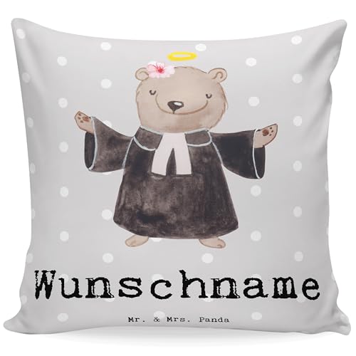 Mr. & Mrs. Panda Personalisiertes Kissen Pastorin Herz - Personalisierte Geschenke, Theologin, Kirche, PredigerinPriesterin, Arbeitskollege, Name, von Mr. & Mrs. Panda