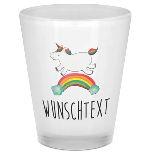 Mr. & Mrs. Panda Personalisiertes Schnapsglas Einhorn Regenbogen, Premium Glas, 40 ml von Mr. & Mrs. Panda